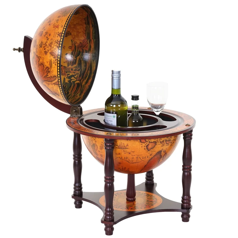 Minibar casier à vin globe terrestre bar globe diamètre 33 cm bois d'eucalyptus 04_0006977