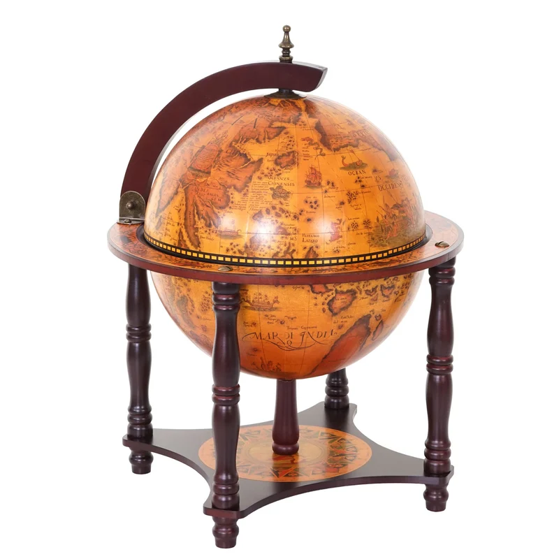 Minibar casier à vin globe terrestre bar globe diamètre 33 cm bois d'eucalyptus 04_0006977