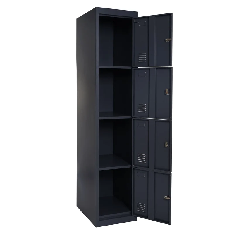 Casier armoire de rangement 4 compartiments verrouillables 180 x 38 x 45 cm acier anthracite 04_0007263