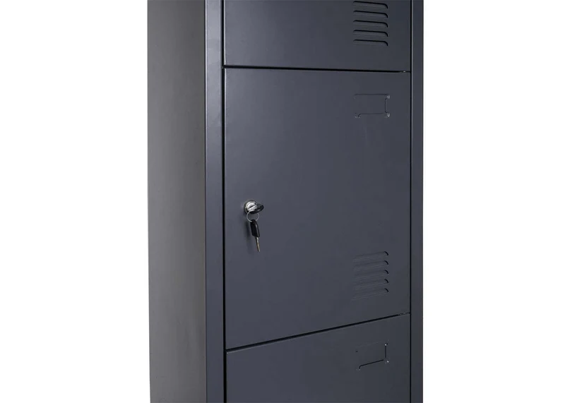 Casier armoire de rangement 4 compartiments verrouillables 180 x 38 x 45 cm acier anthracite 04_0007263