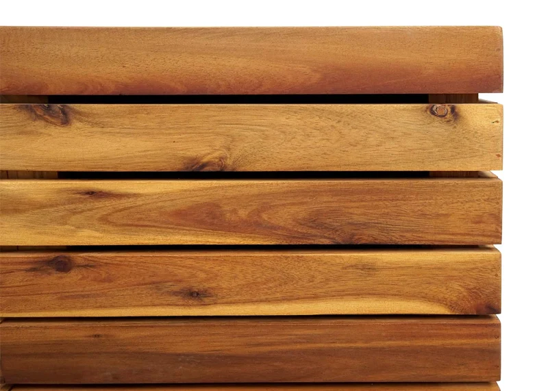 Jardinière cache-pot carré 60 x 33 x 33 cm pour extérieur acier et bois d'acacia marron 04_0007221