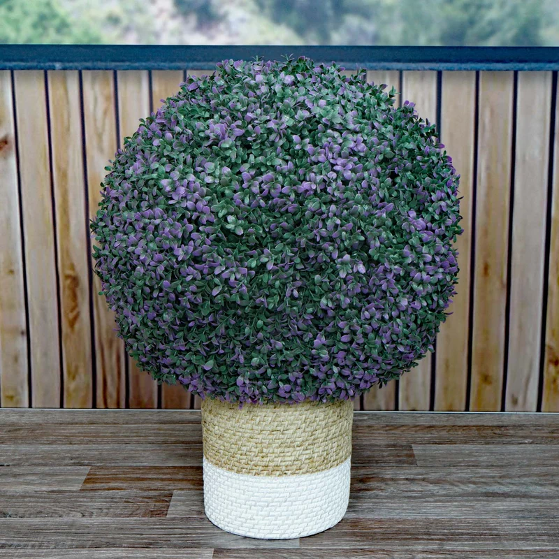 Boule de buis artificiel en topiaire plante décorative pour extérieur diamètre 55 cm violet 04_0006010