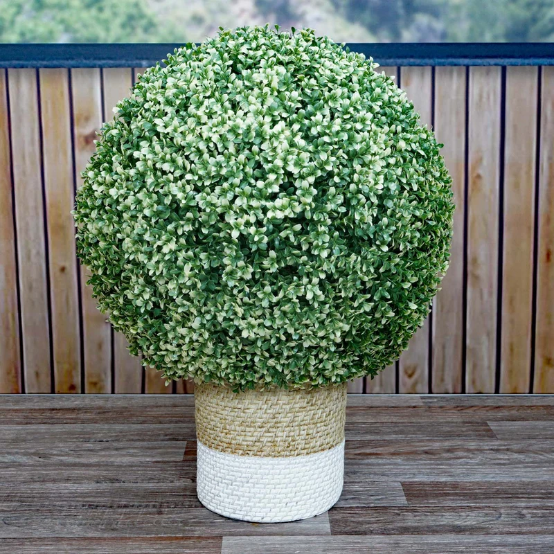 Boule de buis artificiel en topiaire plante décorative pour extérieur diamètre 55 cm blanc 04_0006008