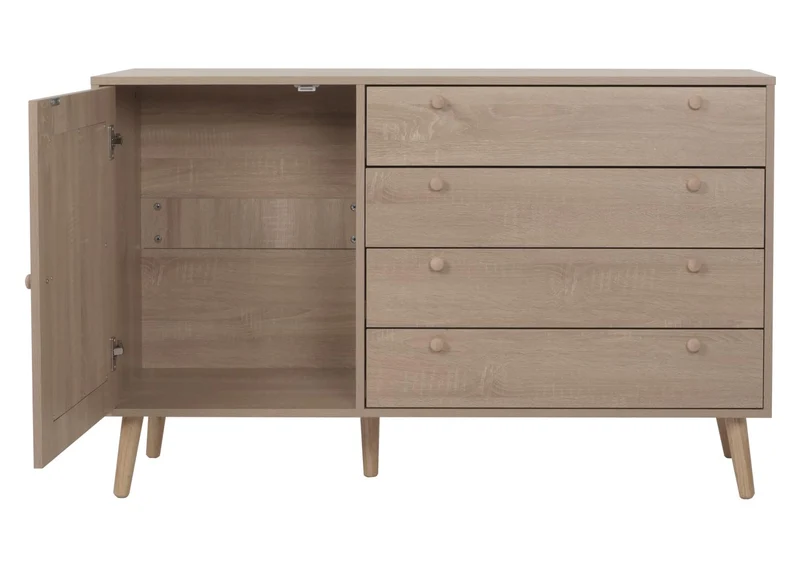 Buffet avec compartiment de rangement en kubu bois de rotin mélaminé aspect chêne 04_0005993