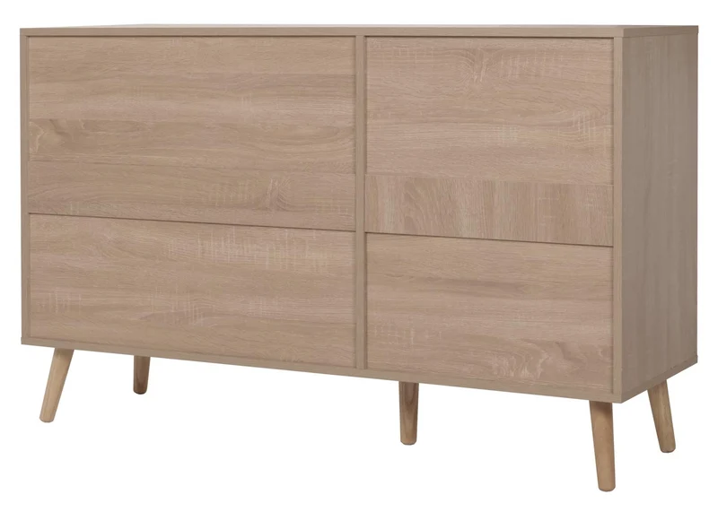 Buffet avec compartiment de rangement en kubu bois de rotin mélaminé aspect chêne 04_0005993