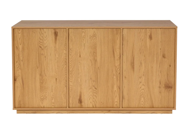 Buffet commode 3 tiroirs 4 compartiments de rangement avec 2 portes 86x160x40 cm aspect chêne 04_0005986