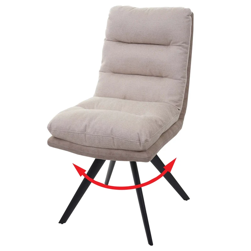 Chaise de salle à manger x1 pivotant extra confortable en tissu/textile crème 04_0006358