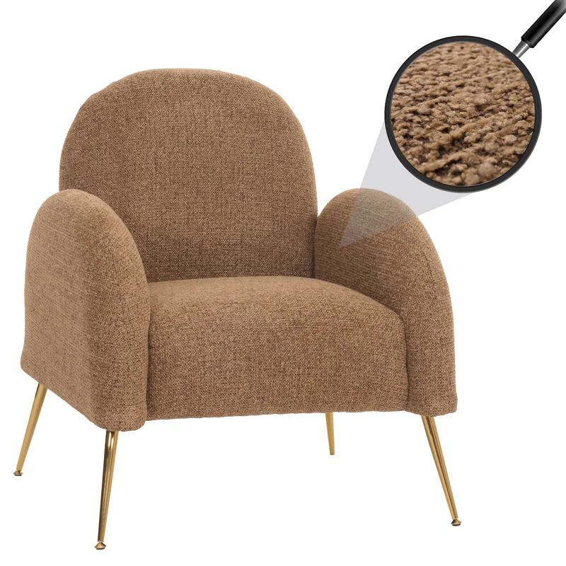 Fauteuil cocktail design rétro en tissu chenille café extra épais 04_0006395