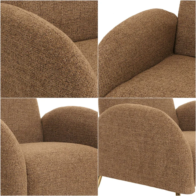 Fauteuil cocktail design rétro en tissu chenille café extra épais 04_0006395