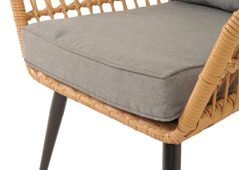 Ensemble de chaises et table d'appoint de jardin balcon terrasse en polyrotin et coussin gris foncé 04_0006697
