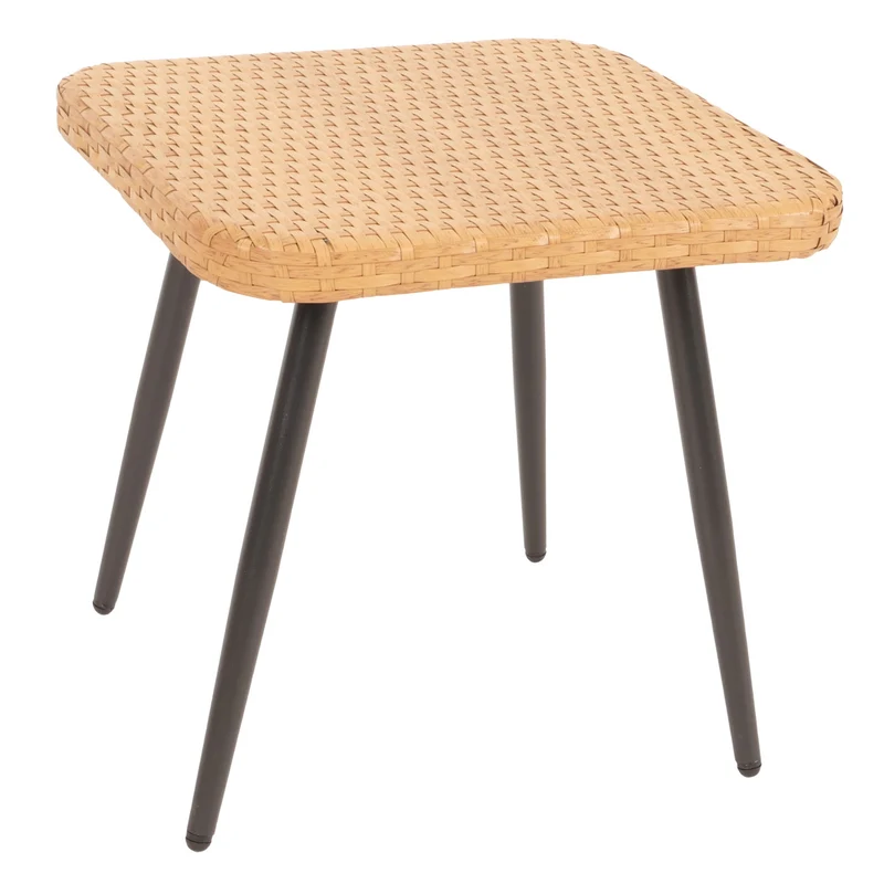 Ensemble de chaises et table d'appoint de jardin balcon terrasse en polyrotin et coussin gris foncé 04_0006697