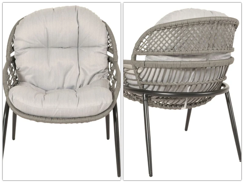 Ensemble de chaises et table d'appoint de jardin balcon terrasse en polyrotin gris clair 04_0006695