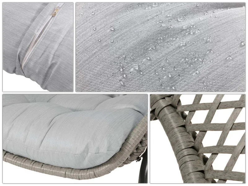 Ensemble de chaises et table d'appoint de jardin balcon terrasse en polyrotin gris clair 04_0006695