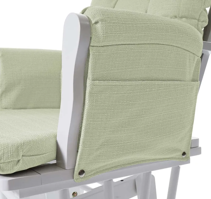Fauteuil de relaxation fauteuil à bascule avec repose-pieds en tissu vert clair structure en bois blanc 04_0006826
