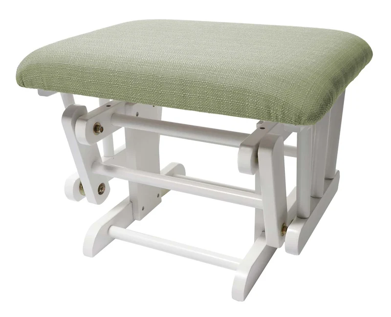 Fauteuil de relaxation fauteuil à bascule avec repose-pieds en tissu vert clair structure en bois blanc 04_0006826