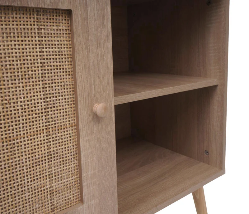 Commode armoire buffet compartiment de rangement en kubu et bois mélamine 67x80x38 cm aspect chêne 04_0006517