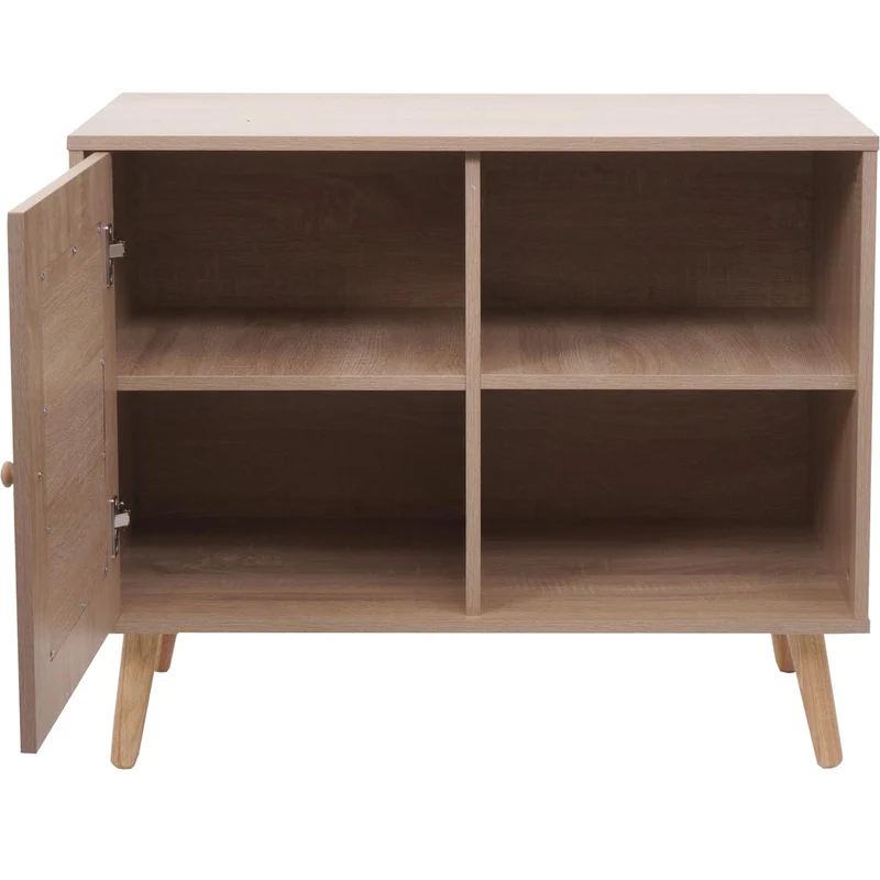 Commode armoire buffet compartiment de rangement en kubu et bois mélamine 67x80x38 cm aspect chêne 04_0006517