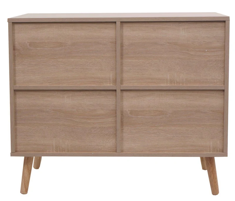 Commode armoire buffet compartiment de rangement en kubu et bois mélamine 67x80x38 cm aspect chêne 04_0006517