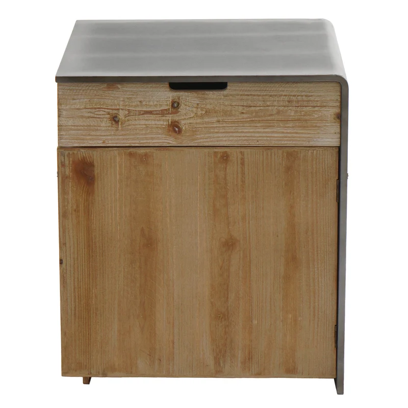 Commode table de chevet table d'appoint industrielle en bois 60x50x40 cm naturel avec aspect métal 04_0006511