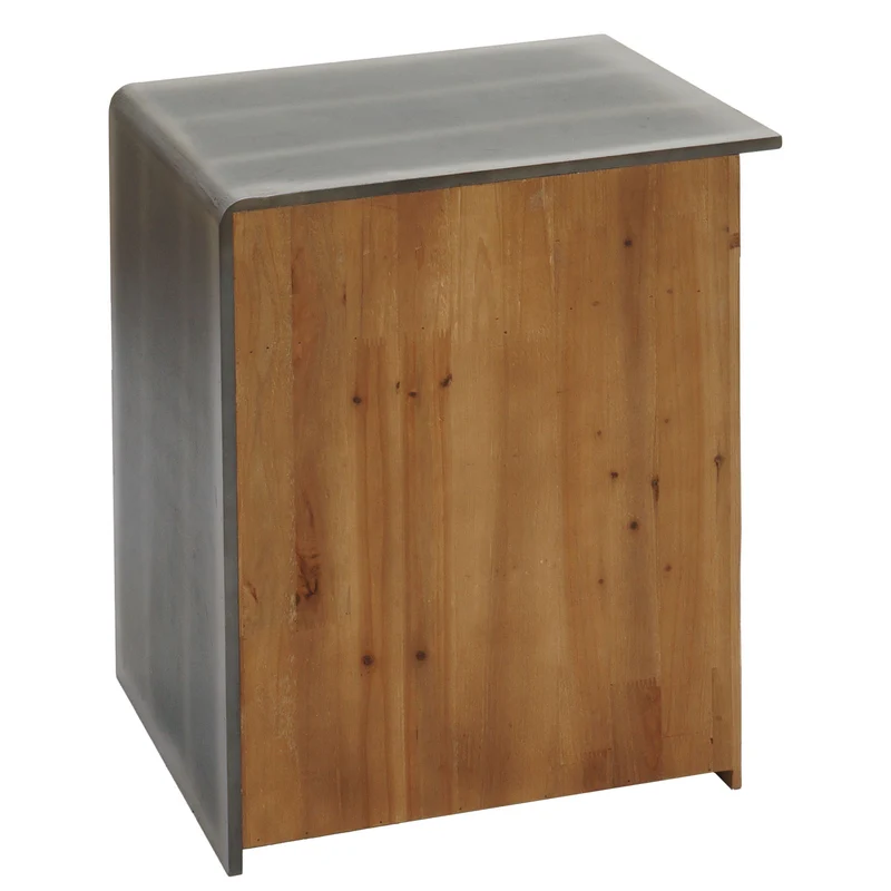 Commode table de chevet table d'appoint industrielle en bois 60x50x40 cm naturel avec aspect métal 04_0006511