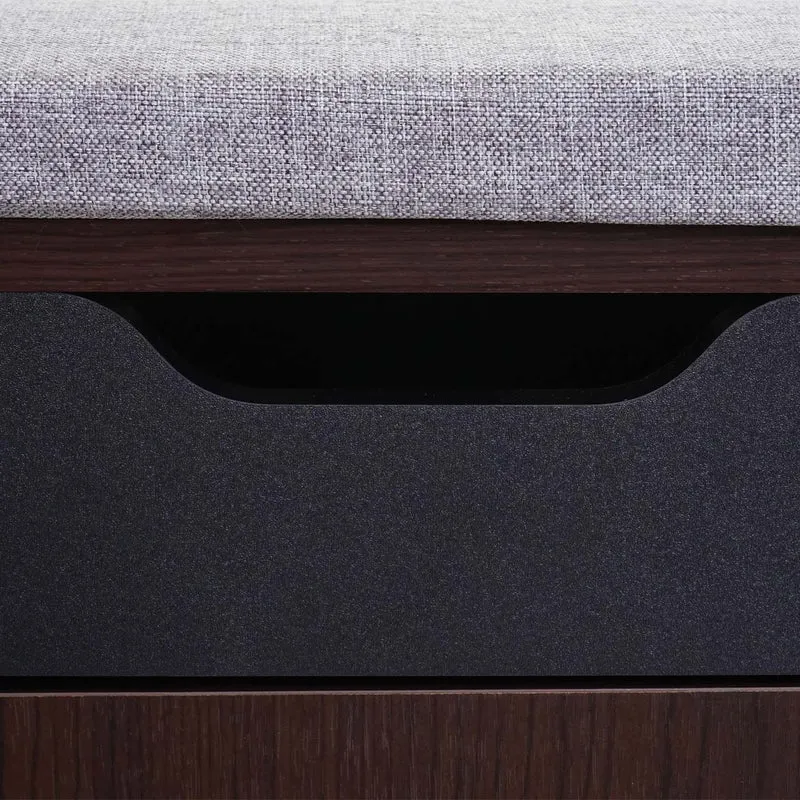 Commode à chaussures avec sièges banc avec coussins 53x110x30 cm métal marron foncé 04_0006539