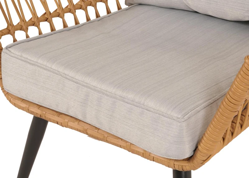 Ensemble de fauteuils et table d'appoint pour jardin en polyrotin et coussin gris clair 04_0006696