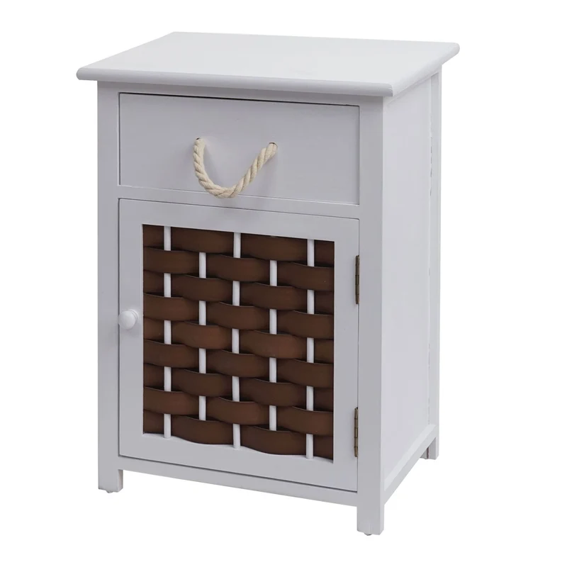 Commode polyvalente armoire avec tiroir 55x39,5x28,5 cm polyrotin marron bois blanc 04_0006503