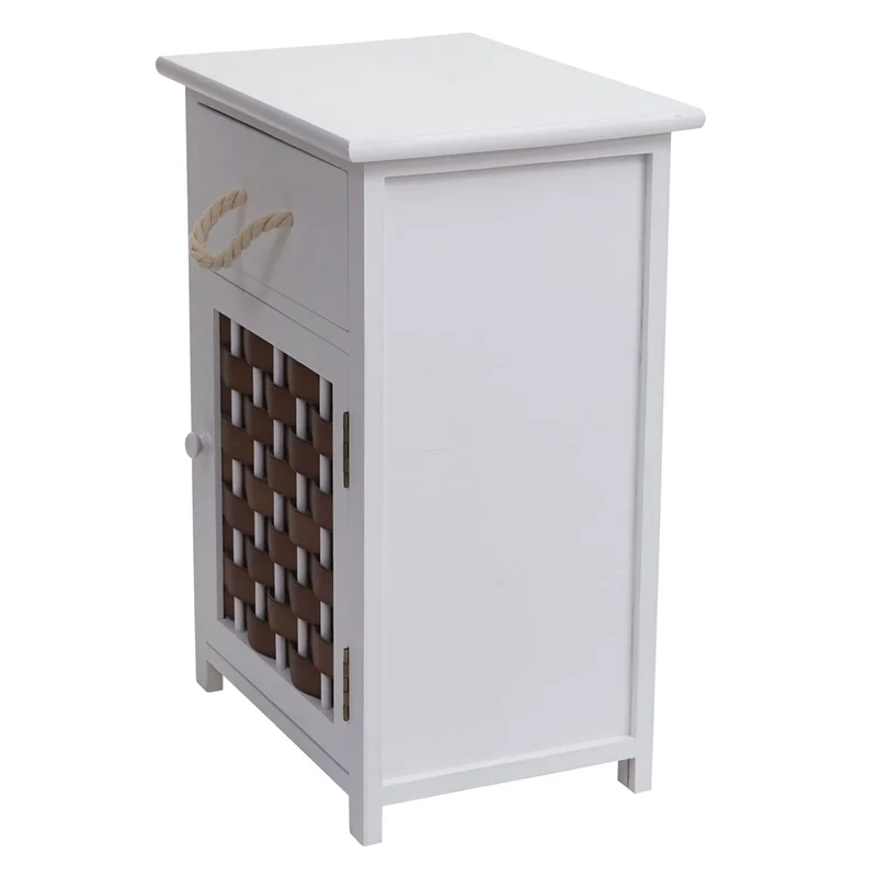 Commode polyvalente armoire avec tiroir 55x39,5x28,5 cm polyrotin marron bois blanc 04_0006503