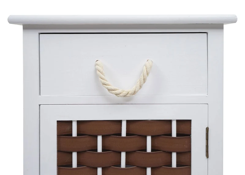 Commode polyvalente armoire avec tiroir 55x39,5x28,5 cm polyrotin marron bois blanc 04_0006503