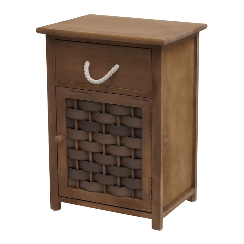 Commode polyvalente armoire avec tiroir 55x39,5x28,5 cm polyrotin marron bois marron foncé 04_0006504