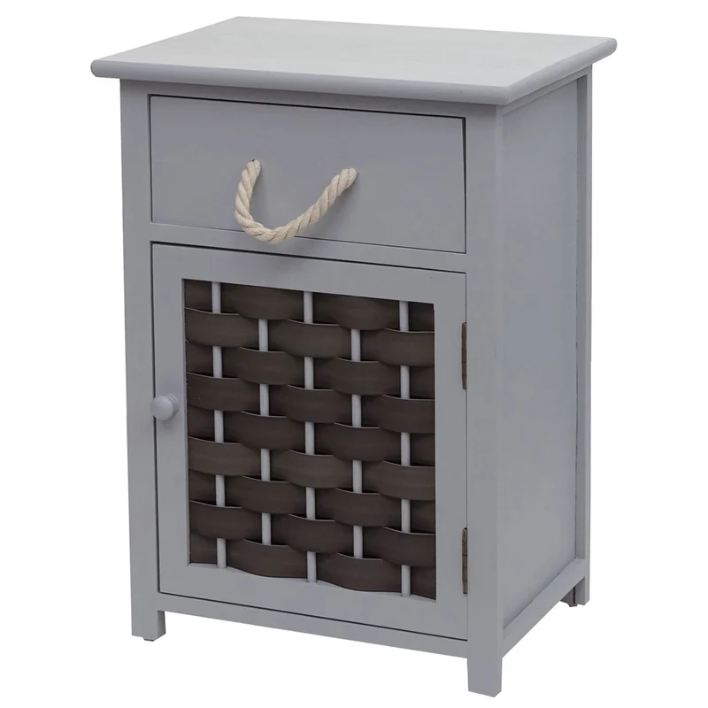 Commode polyvalente armoire avec tiroir 55x39,5x28,5 cm polyrotin marron bois gris foncé 04_0006502