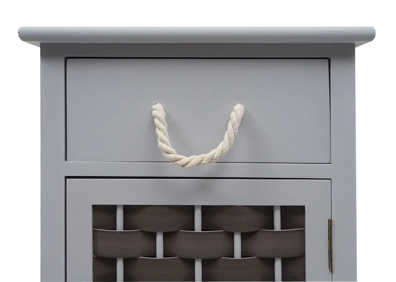 Commode polyvalente armoire avec tiroir 55x39,5x28,5 cm polyrotin marron bois gris foncé 04_0006502