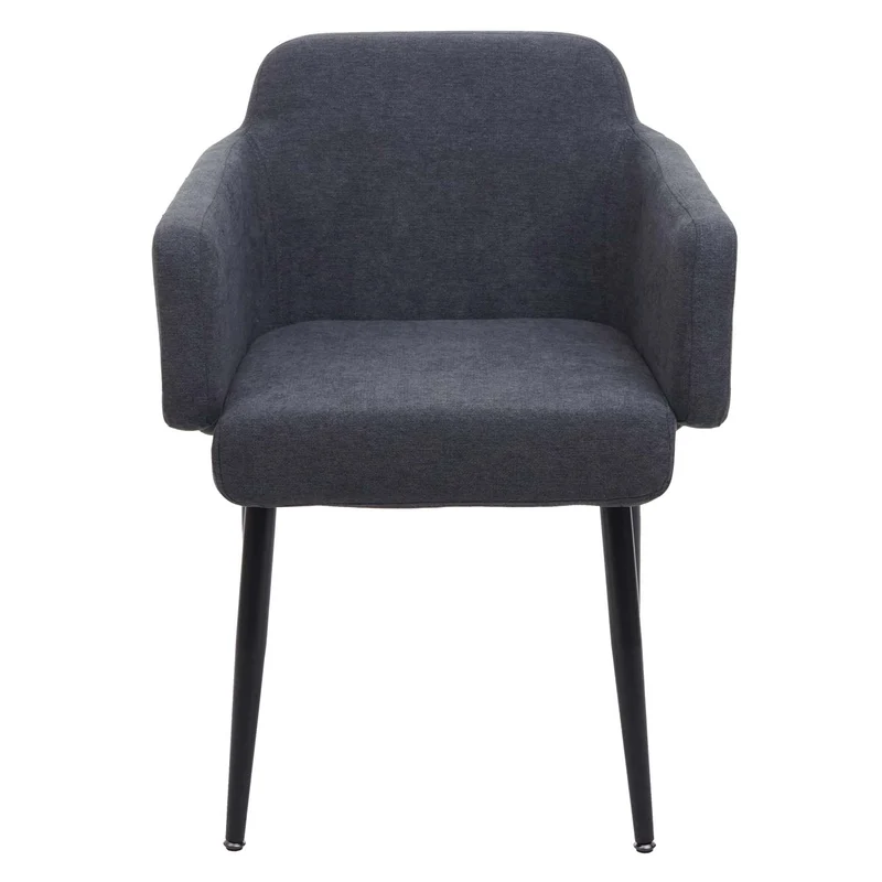 Chaise de salle à manger rembourrée avec accoudoir tissu/textile anthracite et métal 04_0006341