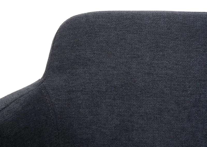 Chaise de salle à manger rembourrée avec accoudoir tissu/textile anthracite et métal 04_0006341