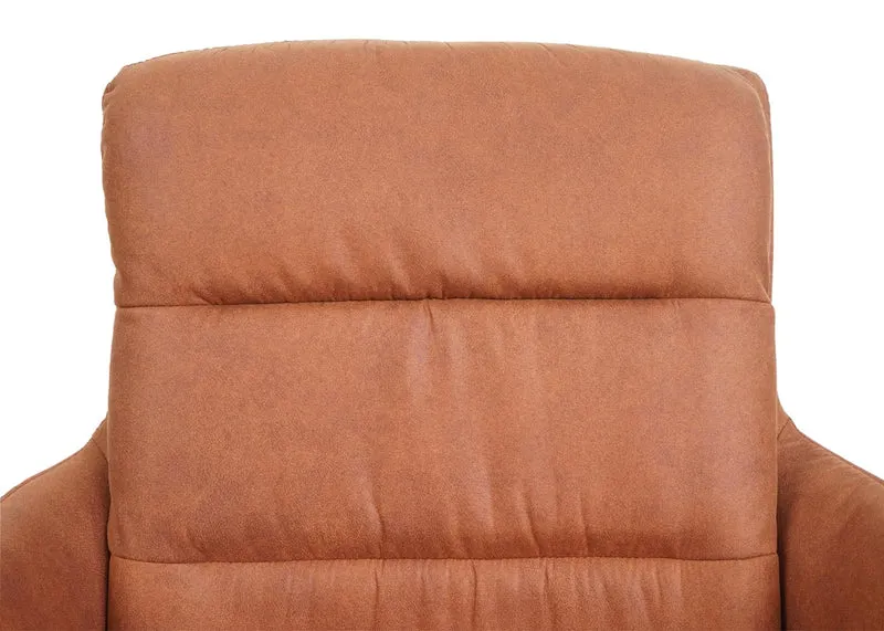 Chaise de salle à manger x1 pivotante aspect daim marron avec coutures décoratives 04_0006337