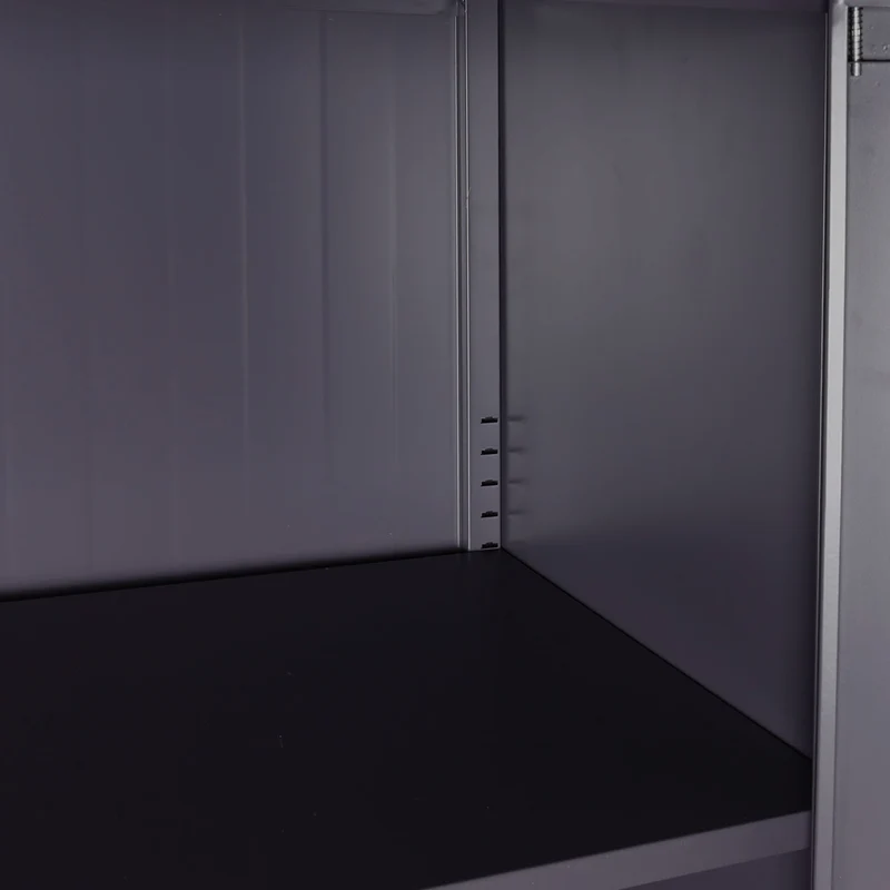 Armoire de bureau en acier 2 portes verrouillables en métal 140x90x40 cm gris foncé 04_0006412