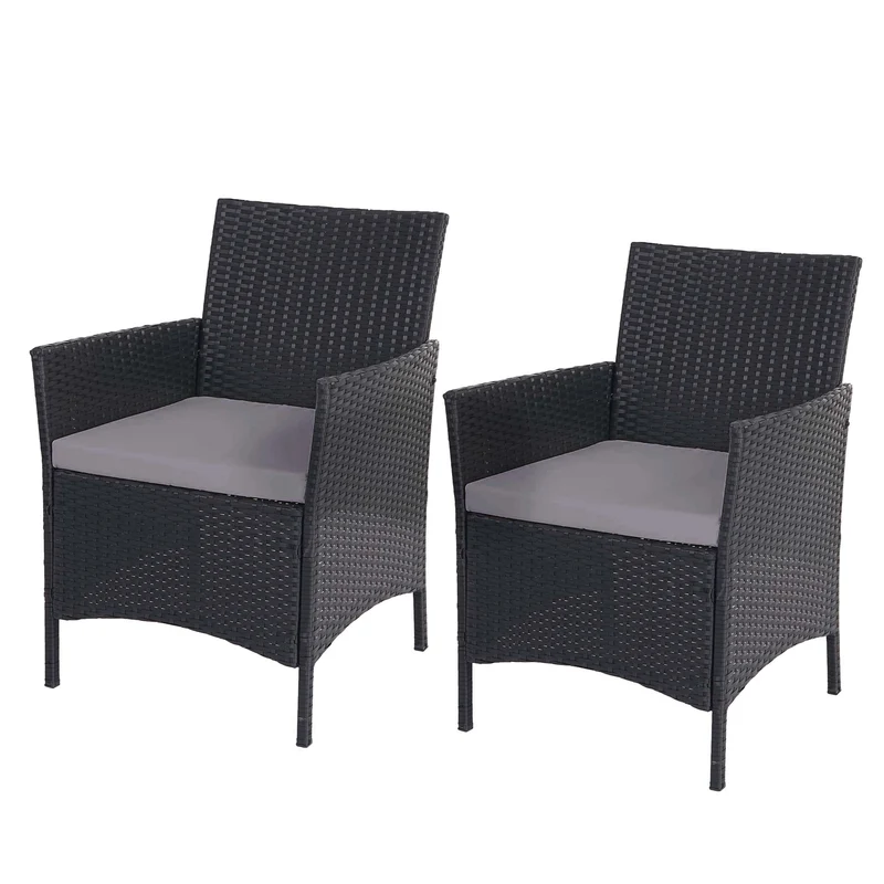 Salon de jardin en polyrotin avec fauteuils bancs et table anthracite coussin anthracite 04_0005727