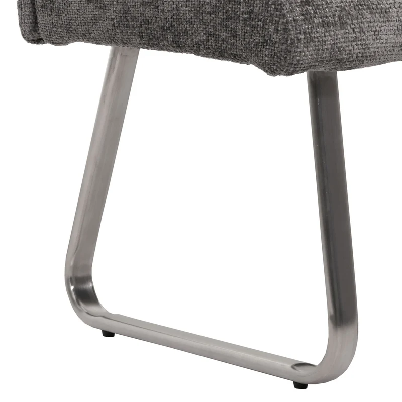 Banc canapé de salle à manger en tissu chenille gris foncé et acier inoxydable brossé 160 cm 04_0005816