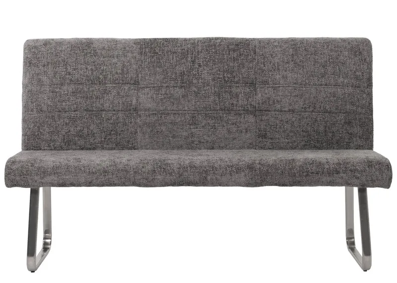 Banc canapé de salle à manger en tissu chenille gris foncé et acier inoxydable brossé 160 cm 04_0005816