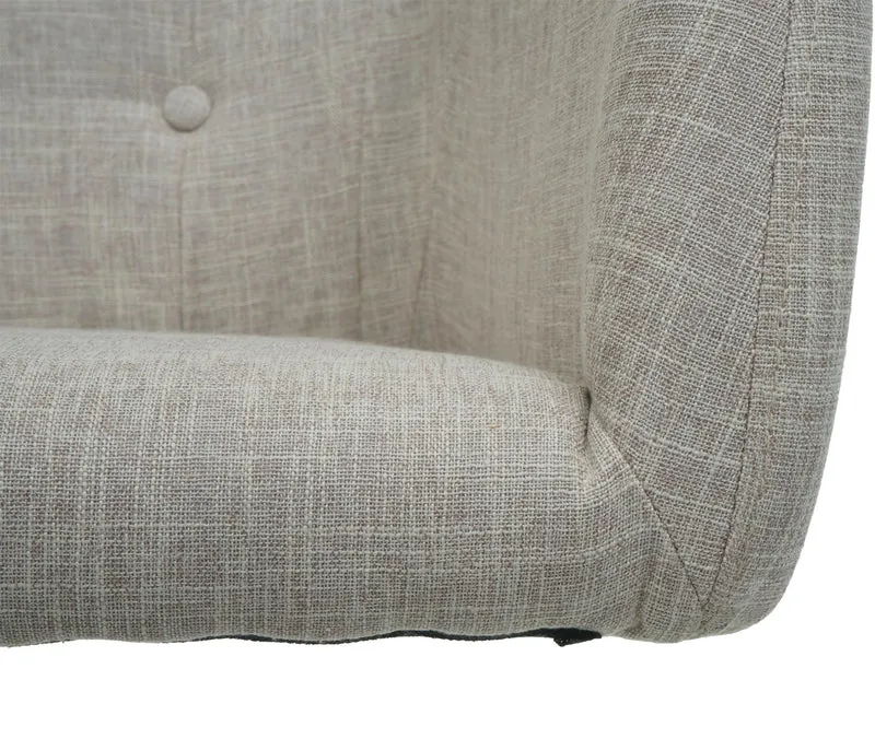 Chaise de bureau pivotante avec accoudoir en tissu crème boutons décoratifs et coutures décoratives 04_0006230