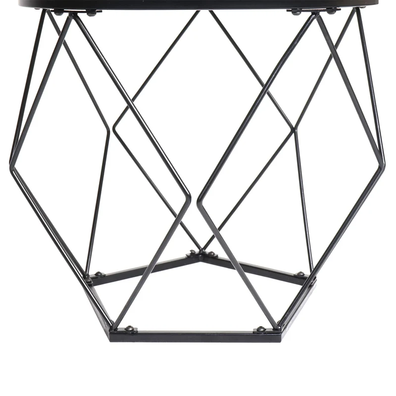 Ensemble de deux tables basses tables d'appoint en métal et MDF aspect chêne gris 04_0006763
