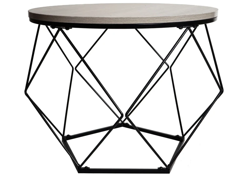 Ensemble de deux tables basses tables d'appoint en métal et MDF aspect chêne gris 04_0006763