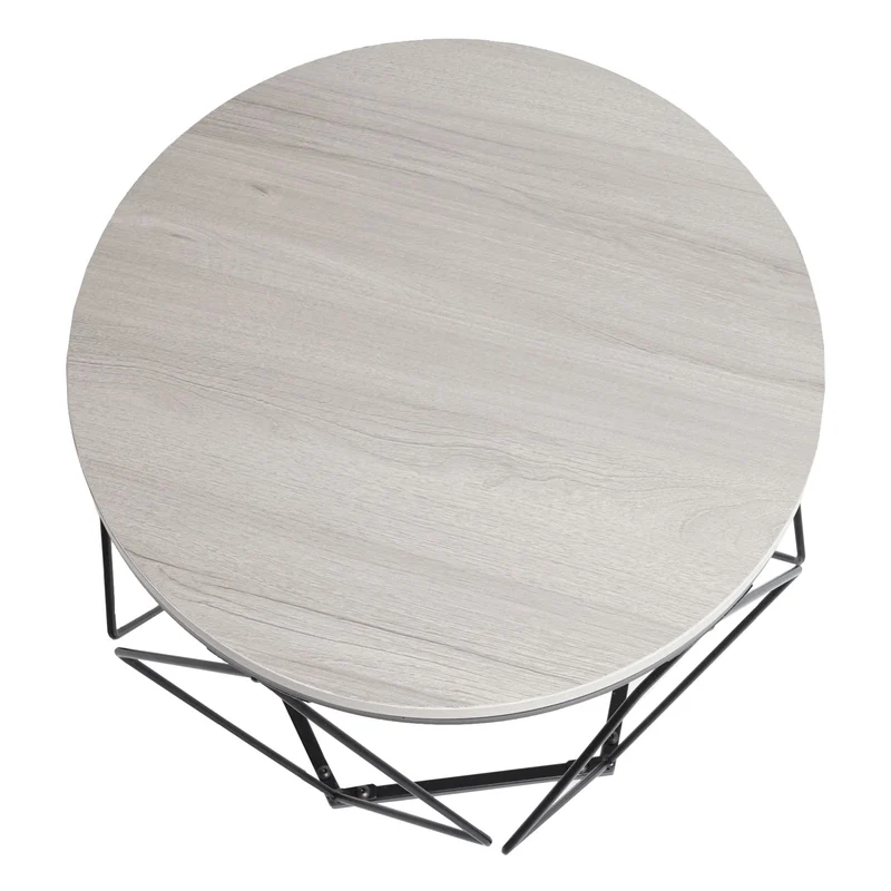 Ensemble de deux tables basses tables d'appoint en métal et MDF aspect chêne gris 04_0006763