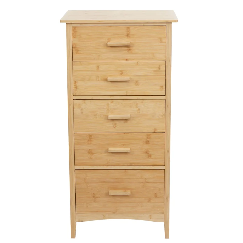 Commode en bambou étagère 5 tiroirs 100x50x40 cm 04_0006493