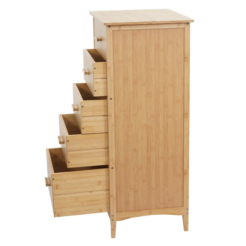 Commode en bambou étagère 5 tiroirs 100x50x40 cm 04_0006493