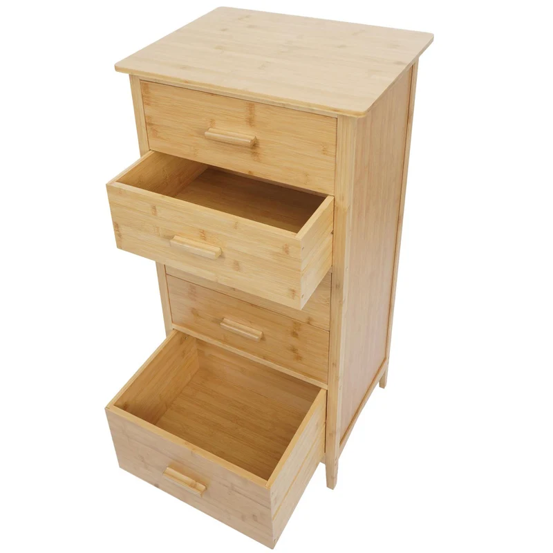 Commode en bambou étagère 5 tiroirs 100x50x40 cm 04_0006493
