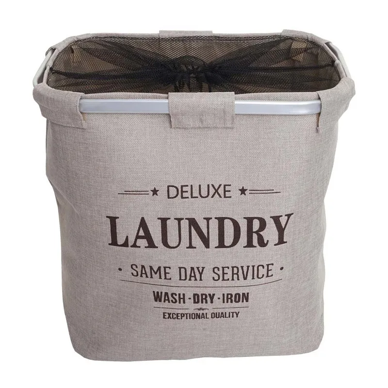 Panier à linge bac à linge avec filet 1 compartiment 56 x 49 x 30 cm 82l beige 04_0006476