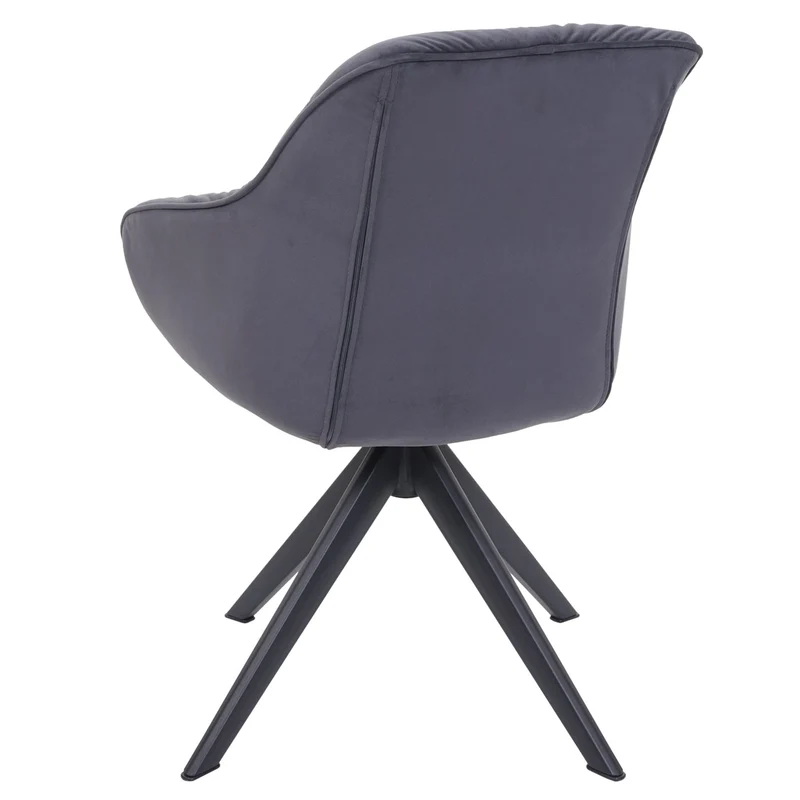 Chaise de salle à manger x1 rembourrée avec accoudoir rotatif en métal tissu gris 04_0006326