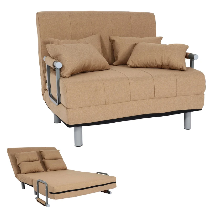 Fauteuil de couchage canapé-lit lit d'appoint relaxation surface de couchage 97x186 cm tissu crème 04_0006259