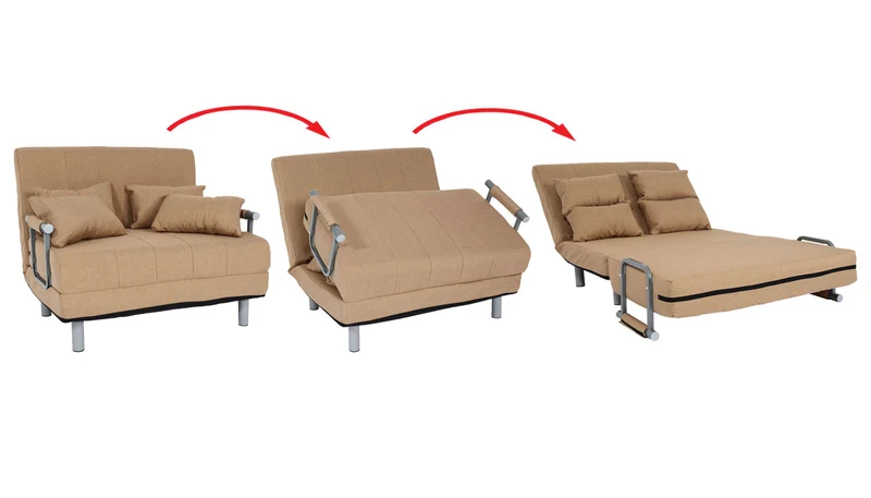 Fauteuil de couchage canapé-lit lit d'appoint relaxation surface de couchage 97x186 cm tissu crème 04_0006259